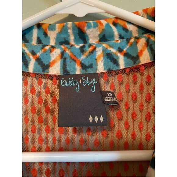 Gabby Skye Orange & Blue Printed Sleeveless Fit & Flare Mini Dress 12 - Picture 4 of 8